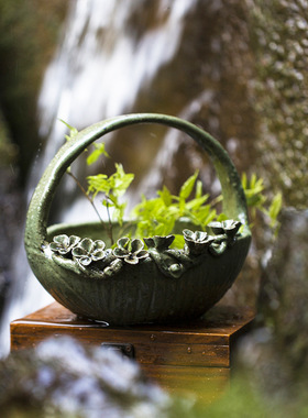 花篮陶瓷新中式风摆件水培工艺品