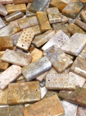 珊瑚玉菊花石吊坠水滴彩花玉化冰种方牌挂件特价毛衣链直播货源