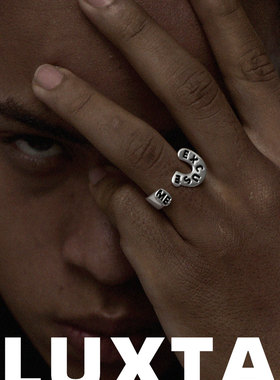 LUXTA 原创 s925纯银戒指 EXCUSE ME 嘻哈男指环开口可调女同款潮