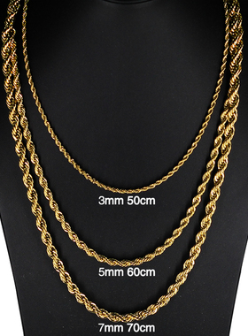 麻花镀真金男女嘻哈单品ins项链