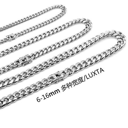 LUXTA 古巴链嘻哈欧美潮流百搭钢素链男女不掉色项链 cuban chain - 图0
