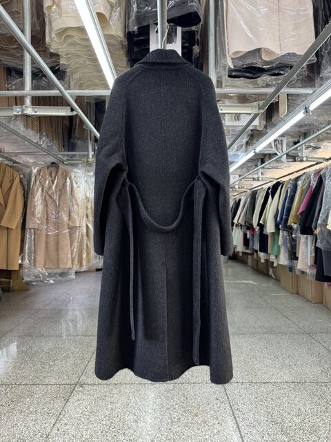 深灰色立领长毛双面羊毛大衣女中长款25年新款韩版单排扣澳毛外套