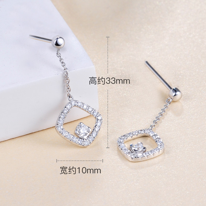 喜钻白18k金钻石女款群镶钻耳钉 喜钻深圳耳饰