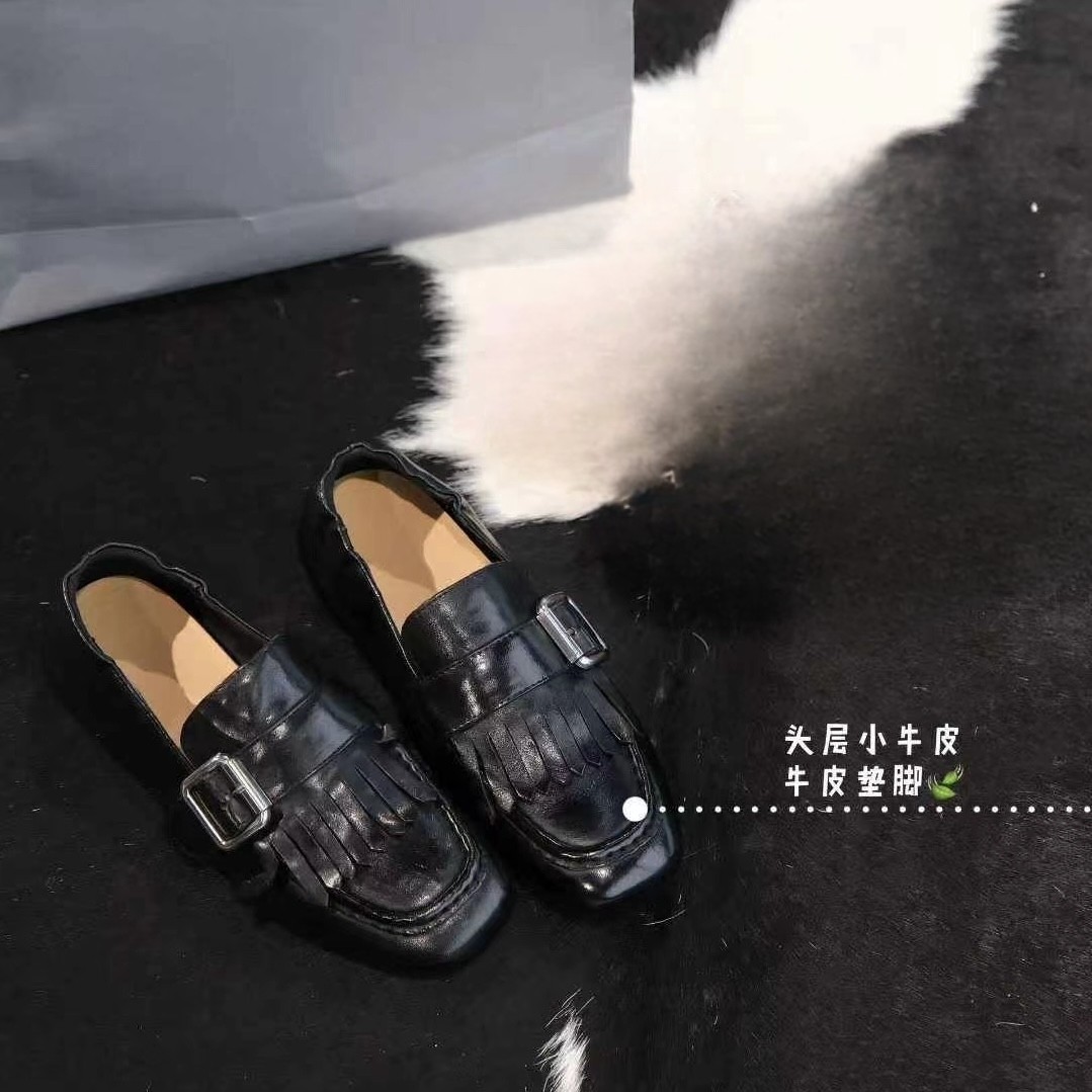 锁定高品Gy2026新款真皮流苏单鞋女浅口平底尖头休闲鞋潮鞋乐福鞋,淘宝优惠券,粉丝福利购,淘宝优惠卷