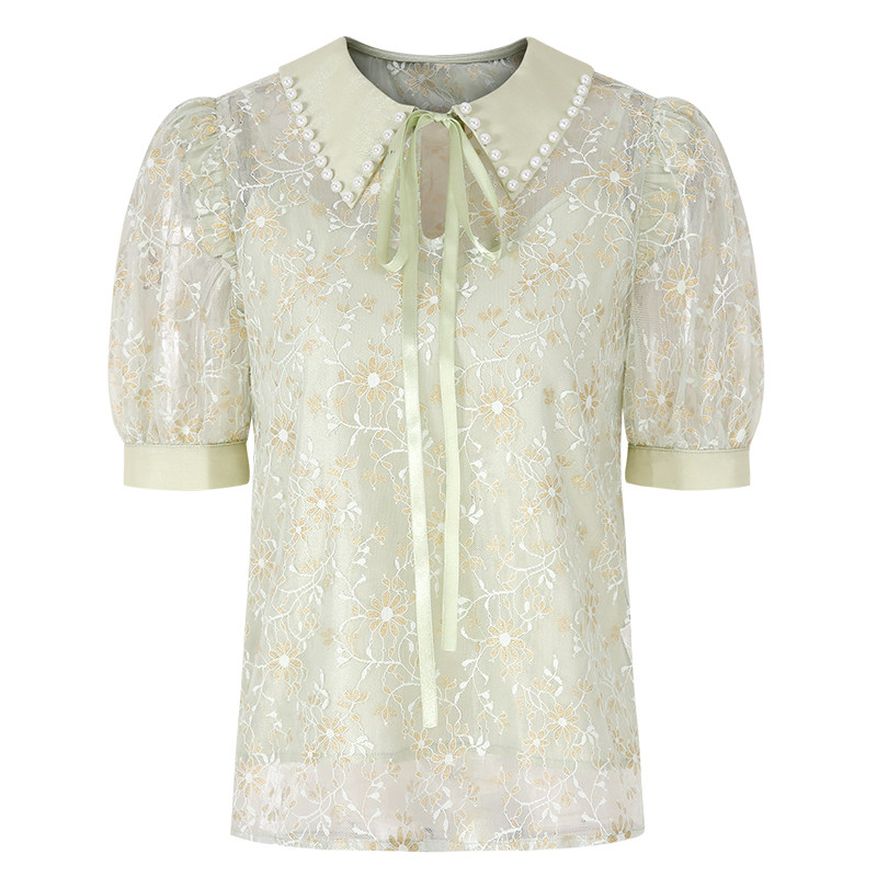 韩语琳蕾丝雪纺衫2020夏季女装衬衫 韩语琳空间服饰蕾丝衫/雪纺衫