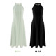 Temperament halter neck ກາງ ຍາວ ການ ອອກ ແບບ skirt niche