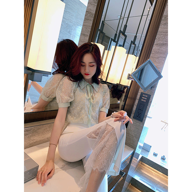 韩语琳蕾丝雪纺衫2020夏季女装衬衫 韩语琳空间服饰蕾丝衫/雪纺衫
