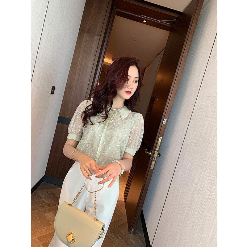 韩语琳蕾丝雪纺衫2020夏季女装衬衫 韩语琳空间服饰蕾丝衫/雪纺衫