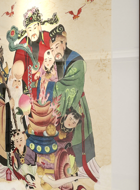 福禄寿三星挂画寿星图客厅中堂财神爷圆角装饰画进门玄关招财壁画