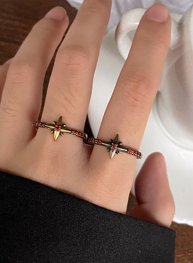 复古做旧饰品星芒锆石不掉色戒指