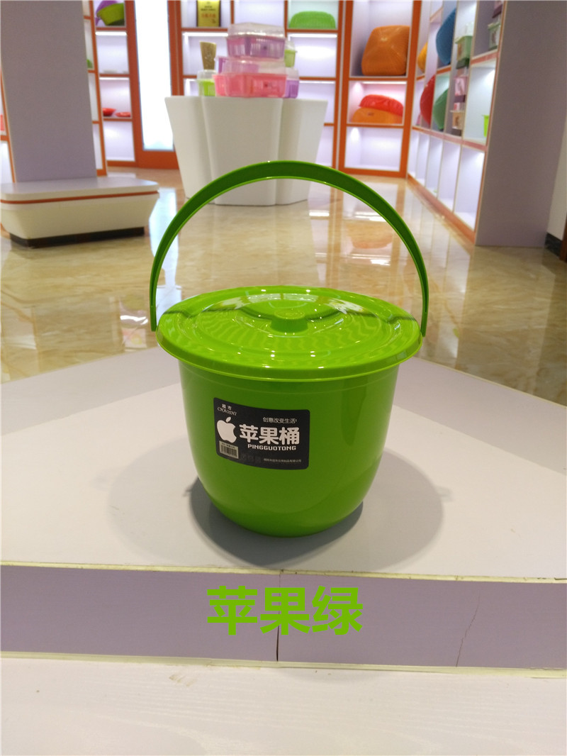 塑料小桶黄色小桶带盖小水桶 清洁桶子4L塑料桶 蓝色小桶苹果桶 - 图2