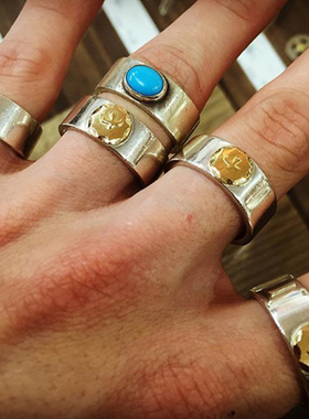 高桥吾郎戒指日系复古飞鹰情侣