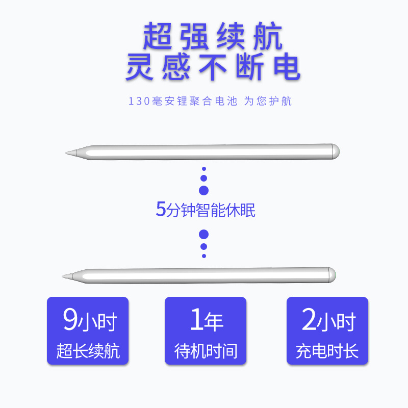 apple主动式电容笔磁吸充电适用苹果ipad pencil触屏笔触控手写笔 - 图0