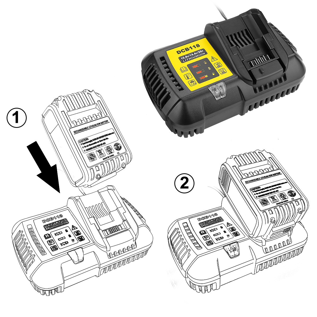 全新德伟dewal 12V-20V电动工具电池充电器适用DCB118锂电充电器 - 图1