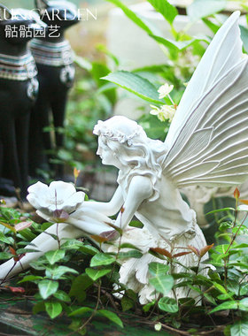 欧式风复古做旧树脂翅膀别墅摆件