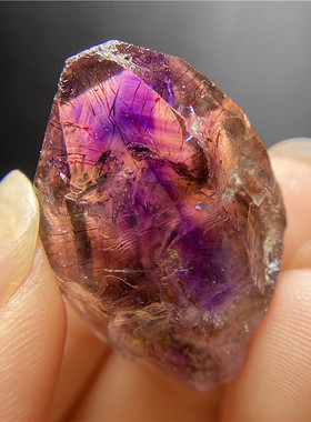 天然超七紫红发晶水胆金字塔权杖