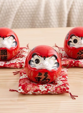 创意招财小达摩陶瓷摆件日式店铺开业送礼家居玄关创意装饰品