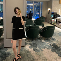 sandro asw method black knit foreign dress woman 2022 summer new small balsamic wind casual tea break small black dress