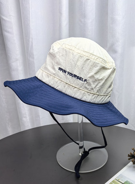 夏季撞色速干宽檐防晒渔夫帽