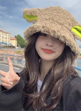 小羊咩咩冬季保暖显脸小渔夫帽