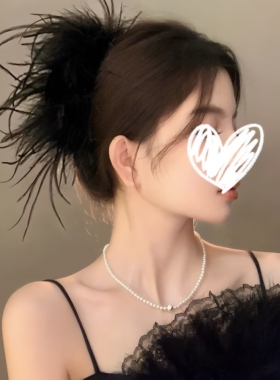 纯欲ins风鸵鸟羽毛发夹高级感