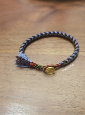 手工编绳藏式棉绳银镀金扣子手绳