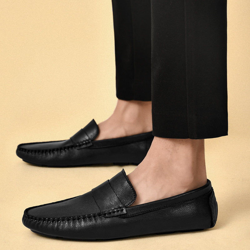 意大利手工缝线轻便软底驾车鞋英伦休闲乐福鞋真皮一脚蹬男豆豆鞋,淘宝优惠券,粉丝福利购,淘宝优惠卷