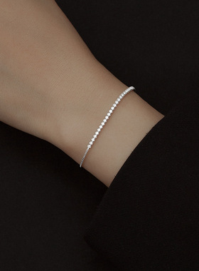 新款S925银排钻盒子链手链女精致