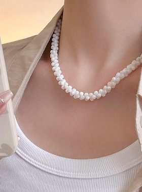 新款S925银蓝色串珠多巴胺项链女