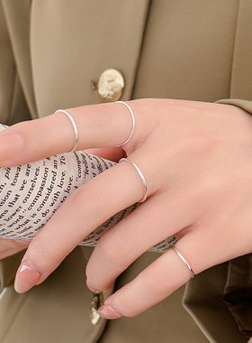 2026S925银韩国简约素圈戒指冷淡