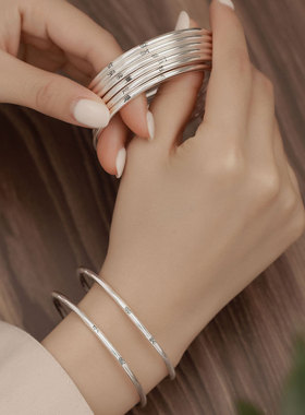 新款S999纯银文艺文字手镯小篆中