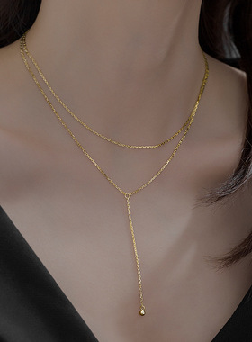 双层流苏纯银项链轻奢小众设计感