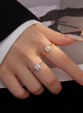 2026925银森系荆棘四叶草锆石戒