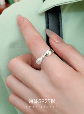 新款S925银时尚感ins蝴蝶结戒指