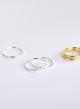 s925银三生三世小圆管戒指简约单