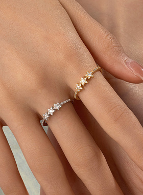 新款S925银日式ins风星星戒指女