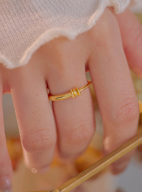 新款S925银时髦小众三环戒指女简