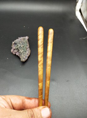原创金丝楠木水波纹双簪子简约素雅复古旗袍百搭道家情侣节日礼品