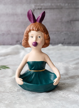 可爱风吹泡泡女孩收纳梳妆台托盘