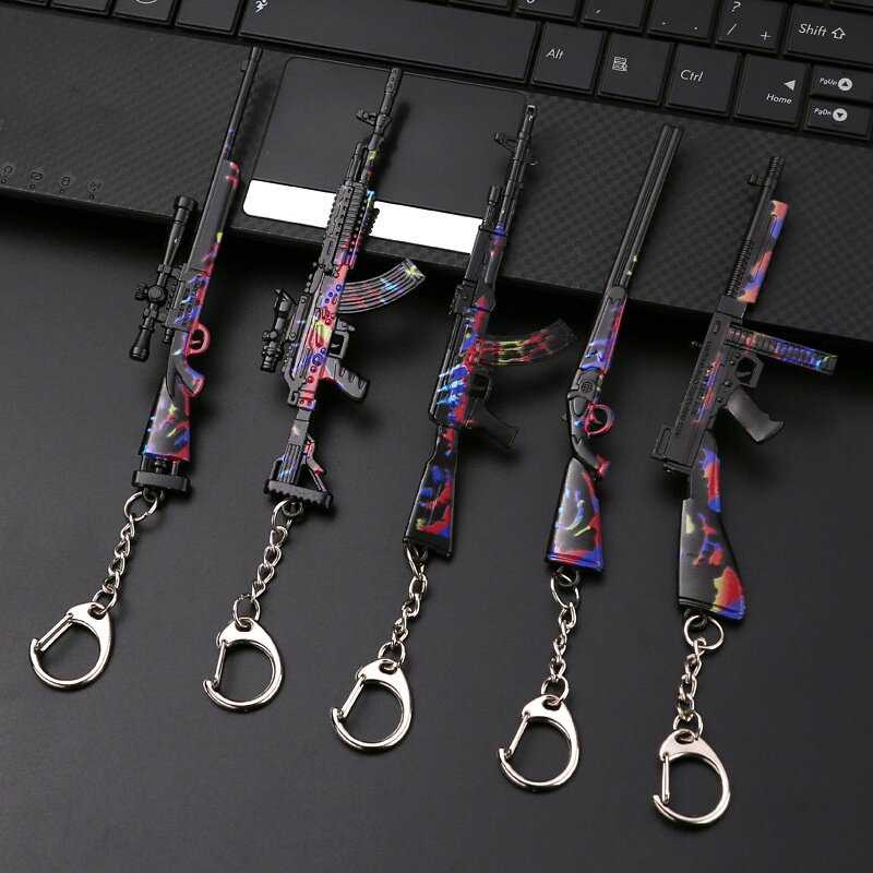 和平精英挂件和平吃鸡精英周边玩具枪M416合金762枪模型AWM儿童铁枪挂件钥匙扣
