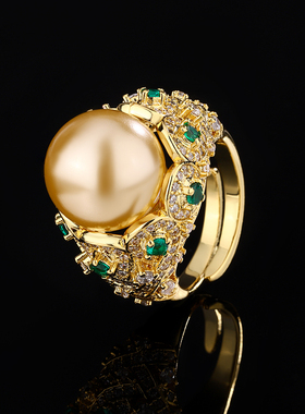 镀金仿彩宝镶钻公主方形戒指