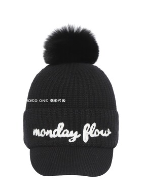 折扣韩国代购MONDAY FLOW高尔夫球帽24年女款冬季保温百搭针织帽