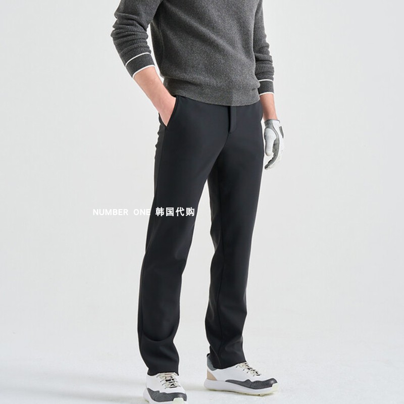 韩国代购高尔夫球服25年男冬纯色徽标侧口袋拉绒保暖直筒裤运动裤 - 图3