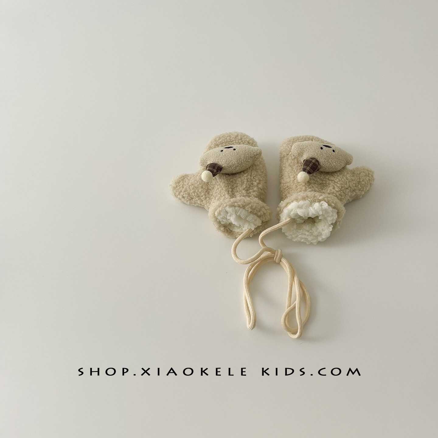 宝宝手套秋冬季加绒加厚连指挂绳包指手套男女童可爱超萌挂脖手套 - 图3