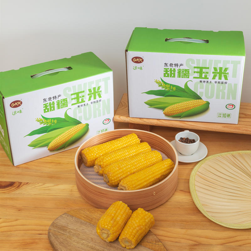 远味GKK甜糯玉米棒东北甜糯玉米棒240g*10穗彩箱大分量黑龙江玉米 - 图0