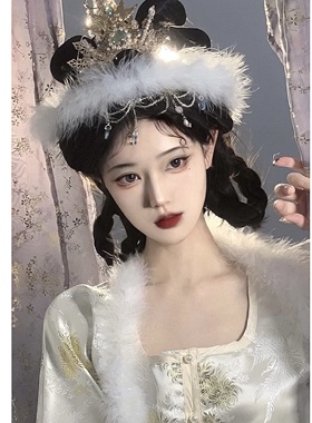毛条头饰毛绒嫦娥玉兔