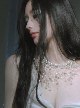 美人鱼造型珍珠项链小众设计极简风高级感流苏项圈颈饰拍照配饰