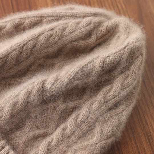 Hat pure wool warm knitted hat rhombus