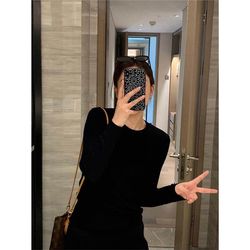 100%软糯羊毛衫女白色圆领针织毛衣内搭打底衫修身显瘦高级感上衣,淘宝优惠券,粉丝福利购,淘宝优惠卷