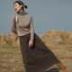 Hot Autumn and Winter Encrypted Cashmere Long Skirt with Drawstrings